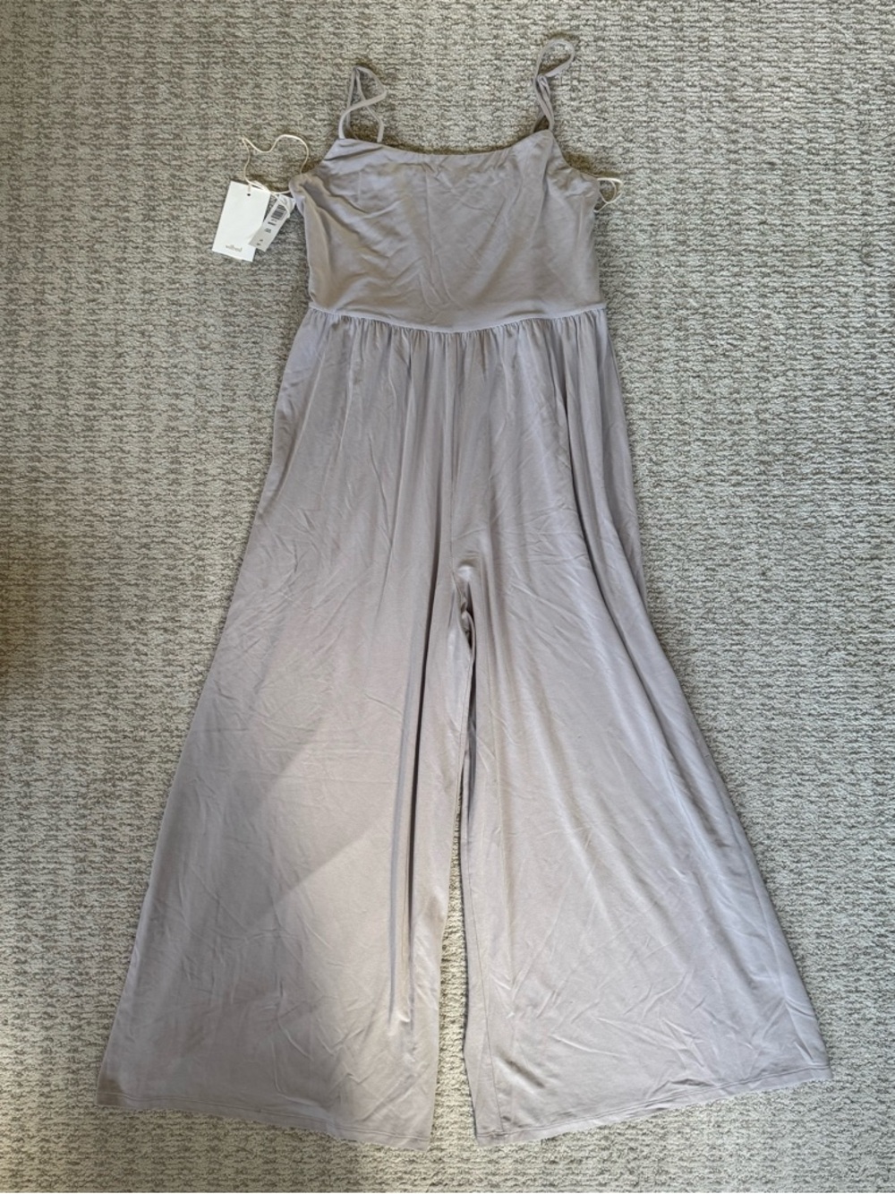 Aritzia Wilfred Light Taupe Wide-Leg Jumpsuit with Spaghetti Straps NWT